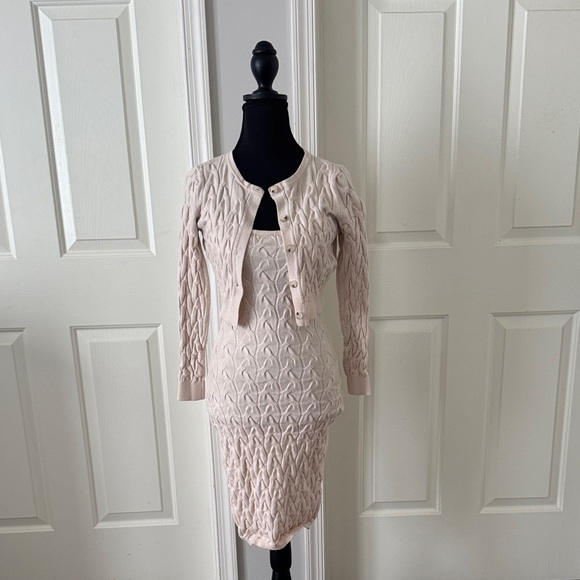 SHEIN Dresses & Skirts - SHEIN Cream Knit Dress and Cardigan Set